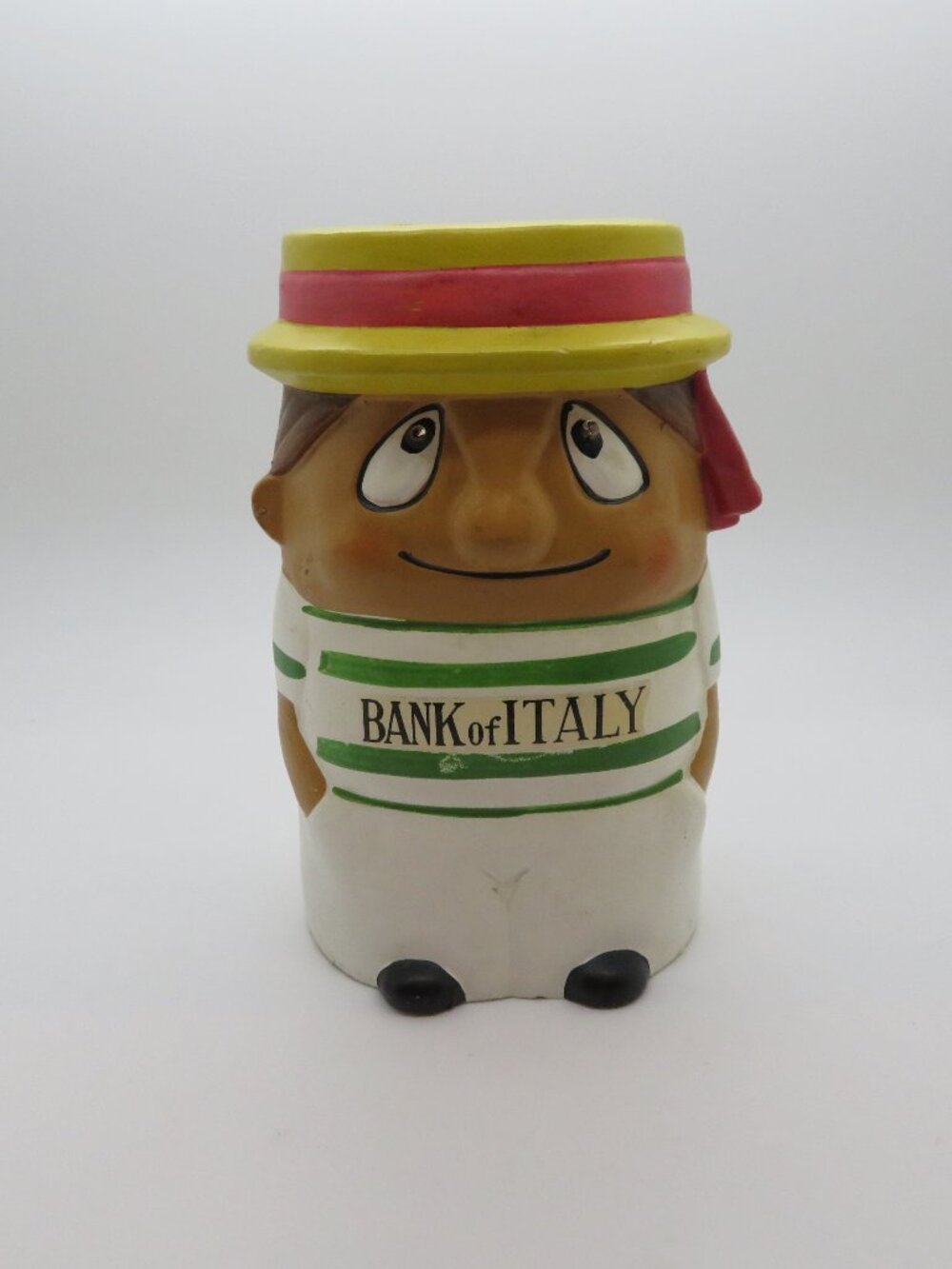 Vintage Japan Ceramic “Bank of Italy” Character Coin Bank